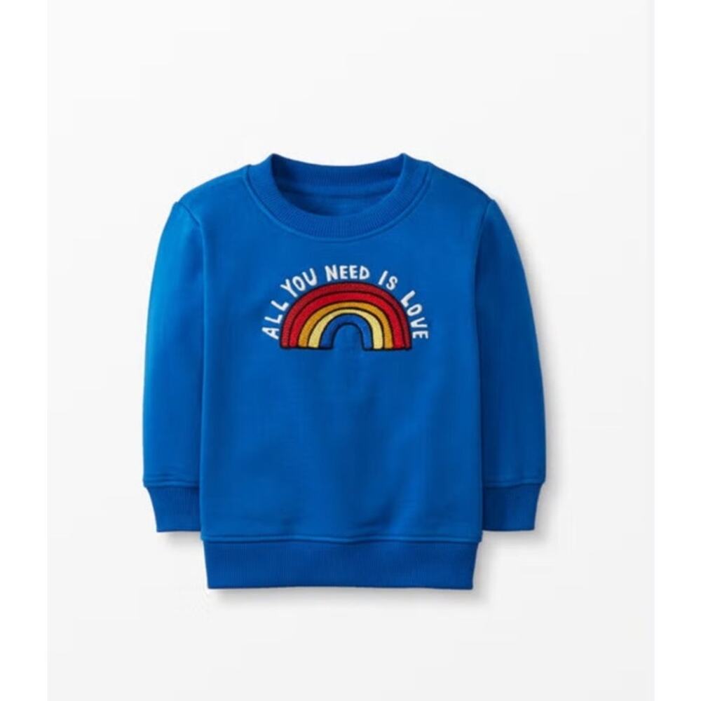 Hanna Andersson French Terry Blue Love Rainbow Sweatshirt Unisex Toddler Size 3 - Picture 2 of 9